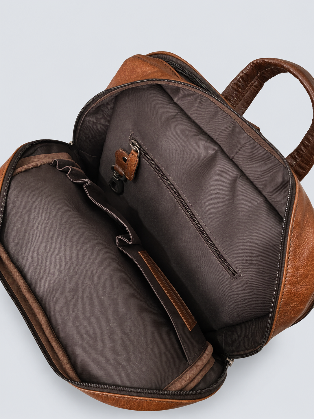 LEATHER BACKPACK WITH DOUBLE COMPARTMENT
