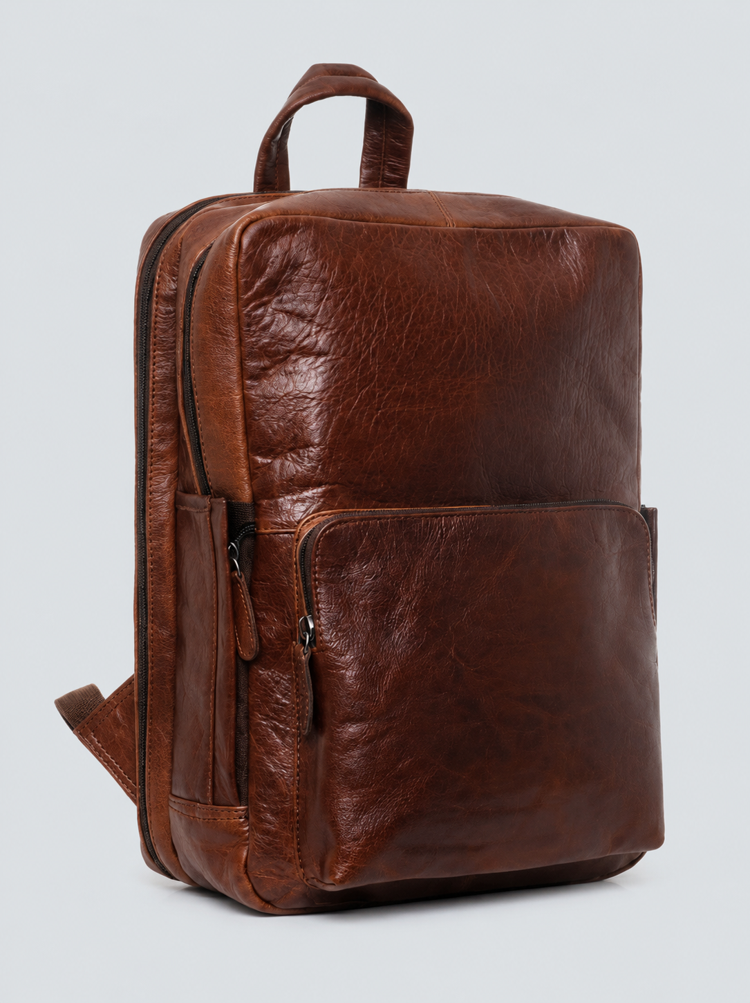 LEATHER BACKPACK WITH DOUBLE COMPARTMENT