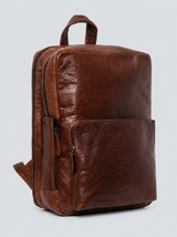 LEATHER BACKPACK WITH DOUBLE COMPARTMENT