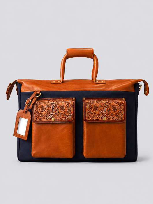 HAND TOOLED CANVAS DUFFEL