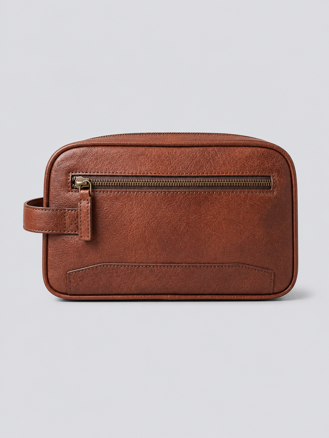 BROWN LEATHER TOILETRY BAG