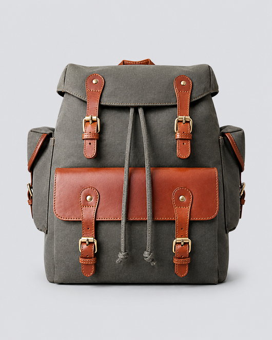 CANVAS + LEATHER RUGGED BACKPACK