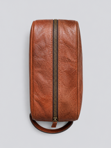 BROWN LEATHER TOILETRY BAG