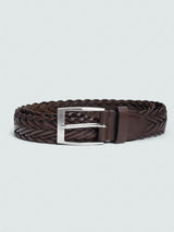 BROWN BRAIDED LEATHER BELT