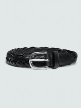 BLACK BRAIDED UNISEX LEATHER BELT