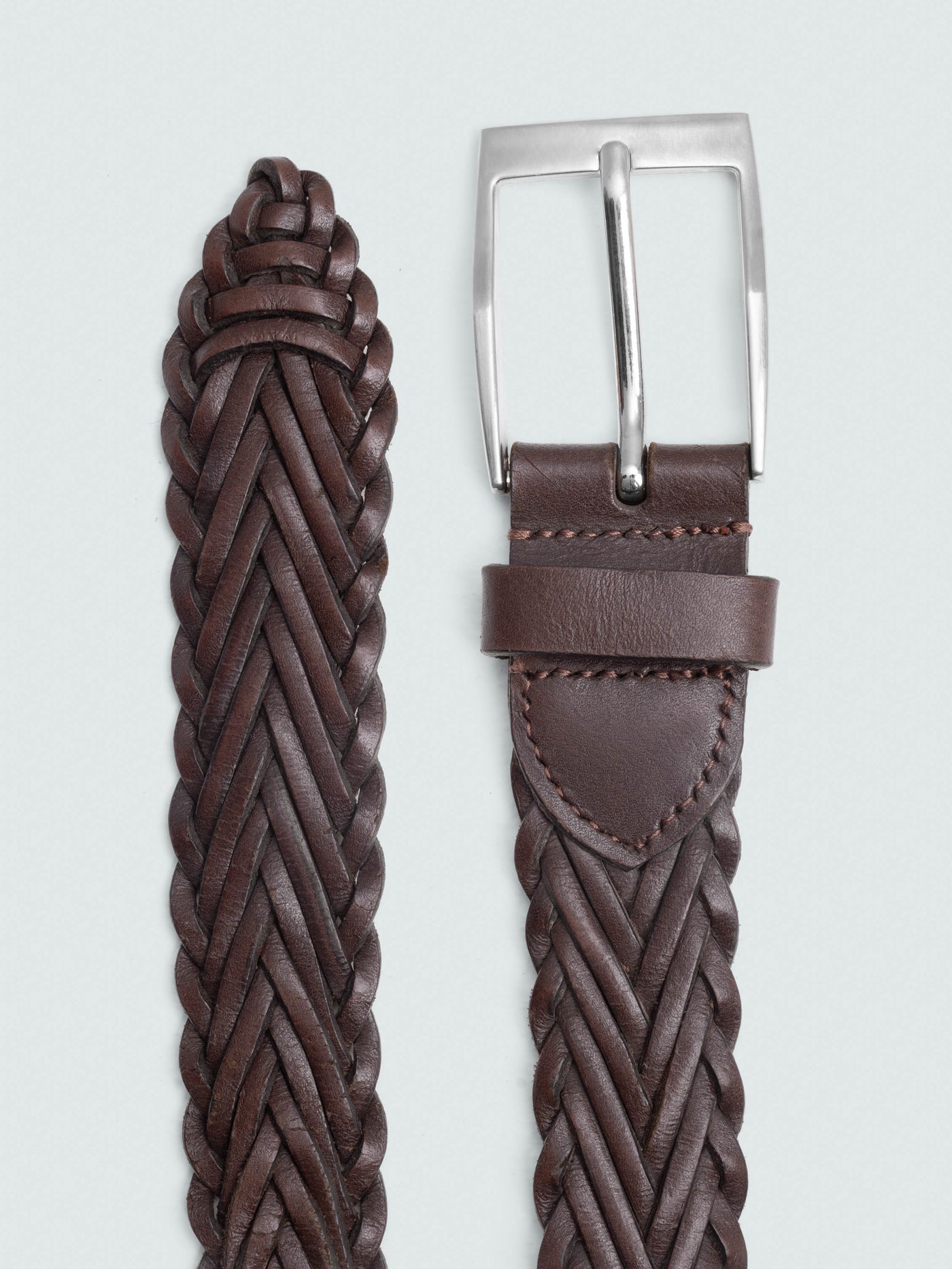 BROWN BRAIDED LEATHER BELT