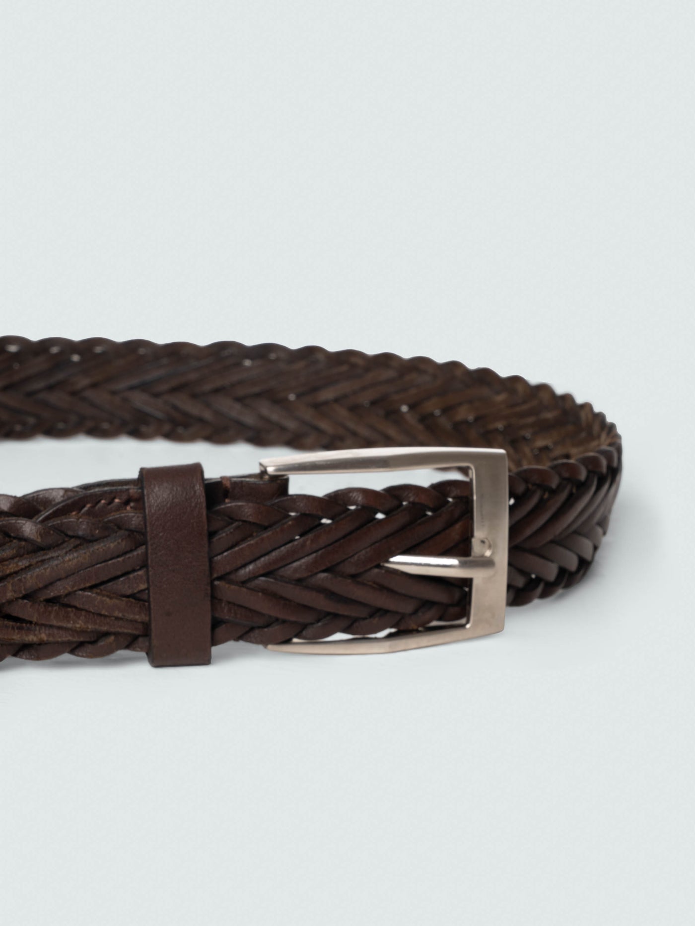 BROWN BRAIDED LEATHER BELT